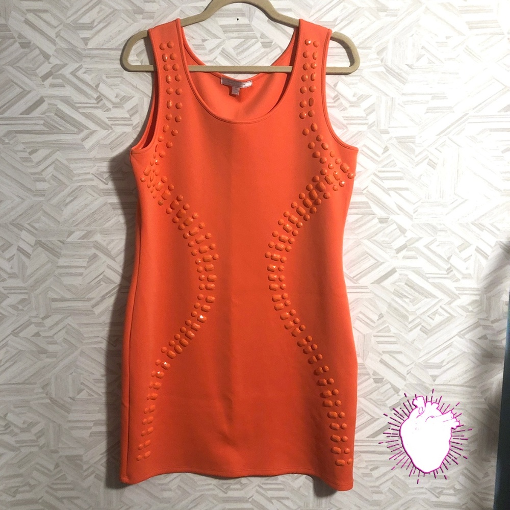 Romeo & Juliet Couture Coral Beaded Scuba Dress